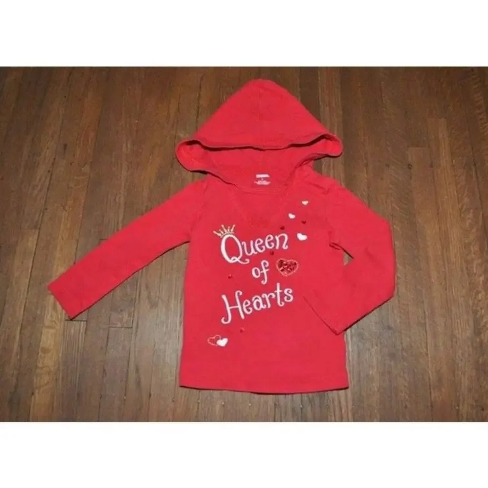 Gymboree Red Queen of Hearts Embroidered Applique Long Sleeve Hoodie Size 4